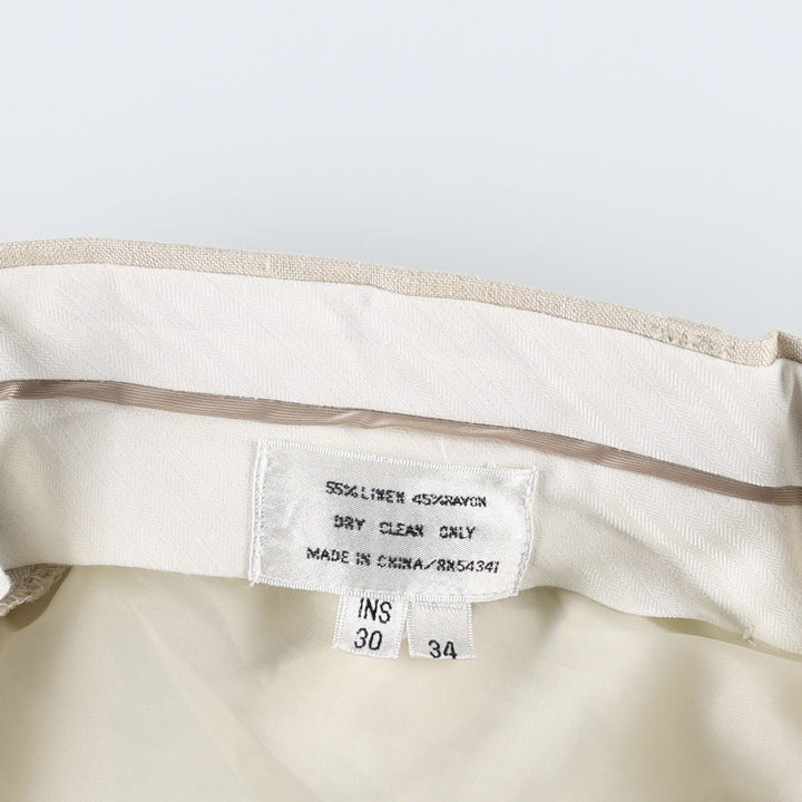 BRANDINI Two-Pleat Rayon x Linen Trousers, Men's W33 (approx.) linen beige type brown Vintage Second Hand