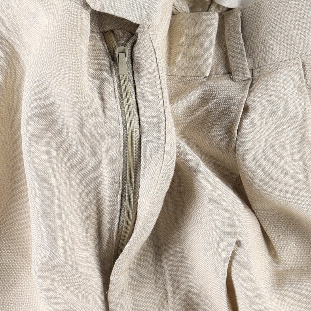 BRANDINI Two-Pleat Rayon x Linen Trousers, Men's W33 (approx.) linen beige type brown Vintage Second Hand