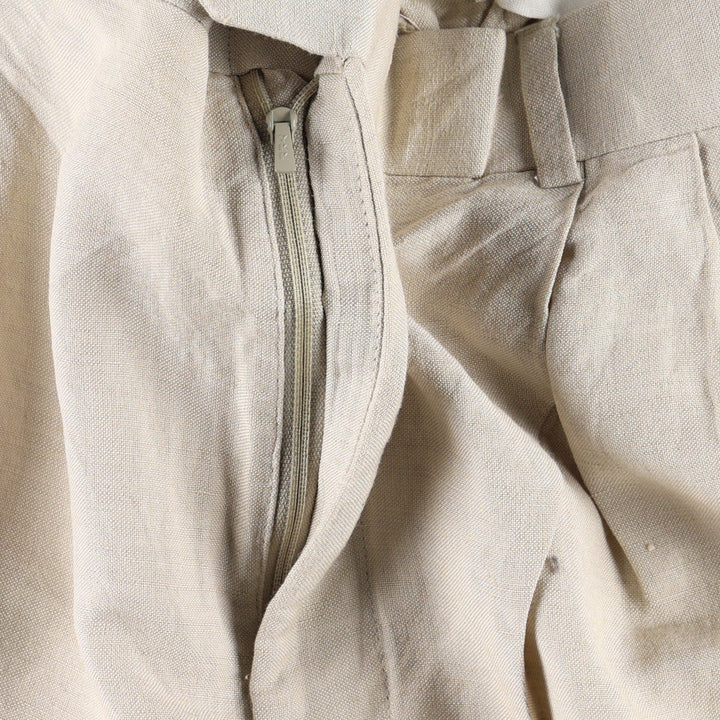 BRANDINI Two-Pleat Rayon x Linen Trousers, Men's W33 (approx.) linen beige type brown Vintage Second Hand