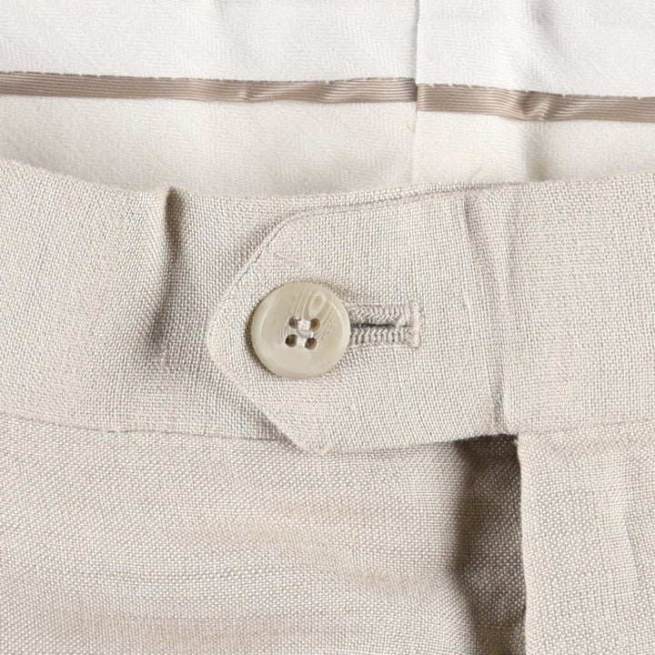 BRANDINI Two-Pleat Rayon x Linen Trousers, Men's W33 (approx.) linen beige type brown Vintage Second Hand
