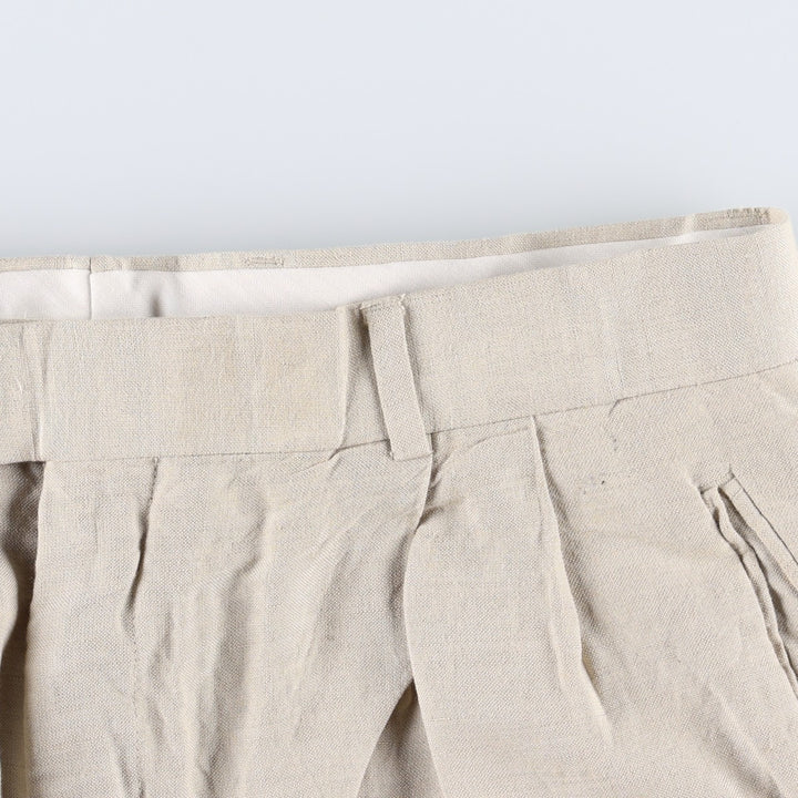 BRANDINI Two-Pleat Rayon x Linen Trousers, Men's W33 (approx.) linen beige type brown Vintage Second Hand