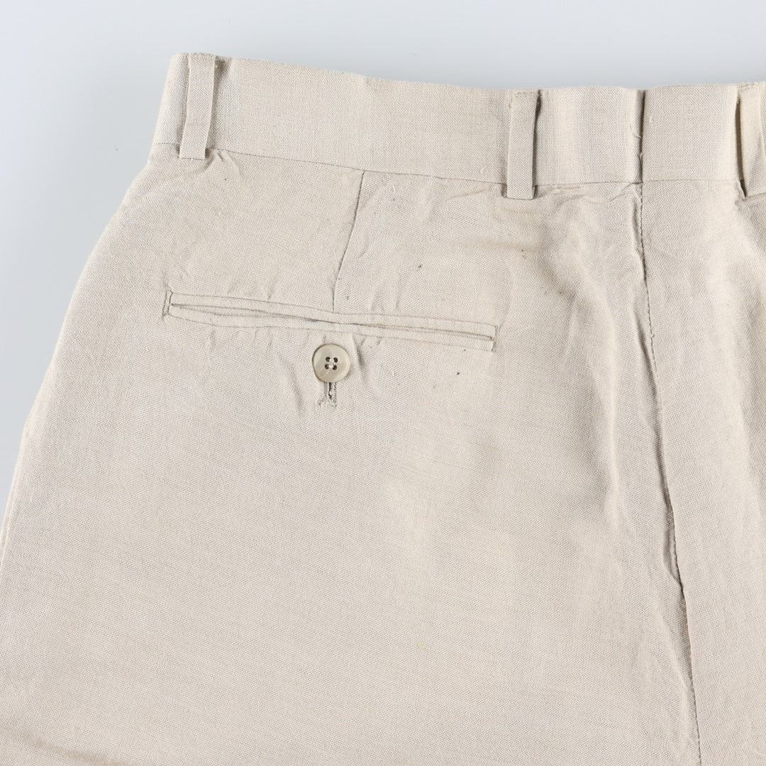 BRANDINI Two-Pleat Rayon x Linen Trousers, Men's W33 (approx.) linen beige type brown Vintage Second Hand