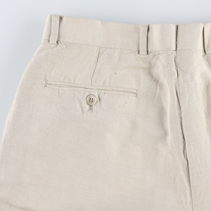 BRANDINI Two-Pleat Rayon x Linen Trousers, Men's W33 (approx.) linen beige type brown Vintage Second Hand