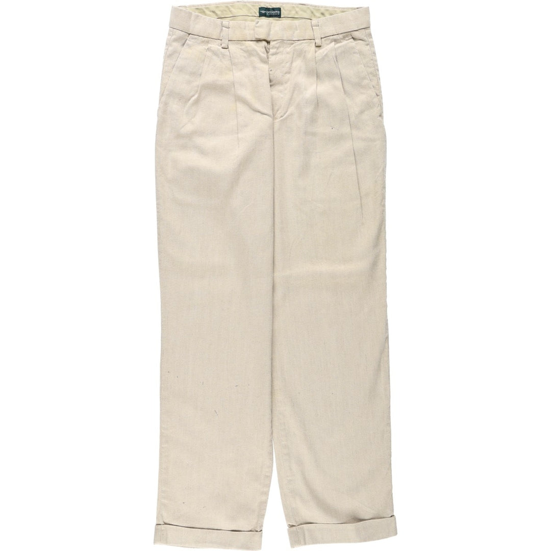 1990'S Dockers Record Two-Pleat Linen x Cotton Trousers, Men's W32 (approx.), Vintage linen Beige type Vintage Second Hand