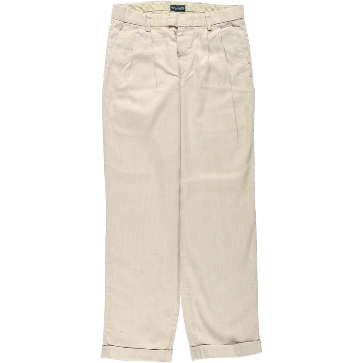 1990'S Dockers Record Two-Pleat Linen x Cotton Trousers, Men's W32 (approx.), Vintage linen Beige type Vintage Second Hand