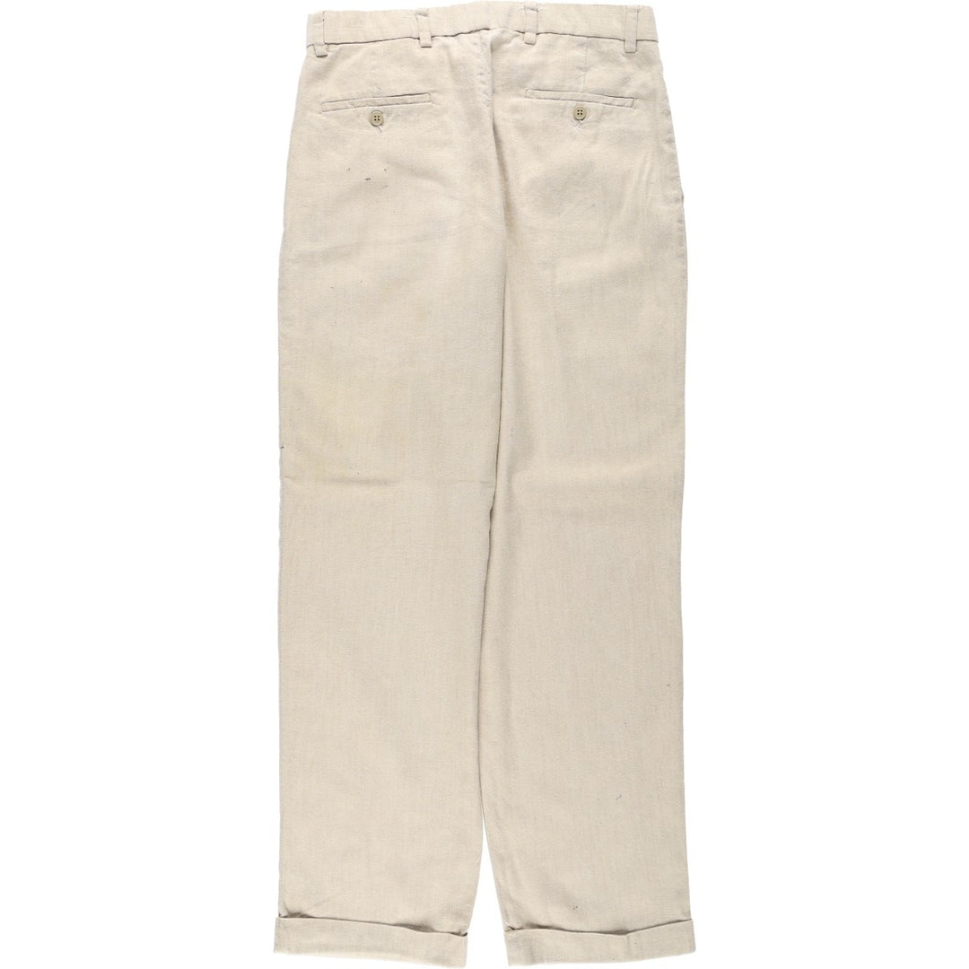 1990'S Dockers Record Two-Pleat Linen x Cotton Trousers, Men's W32 (approx.), Vintage linen Beige type Vintage Second Hand