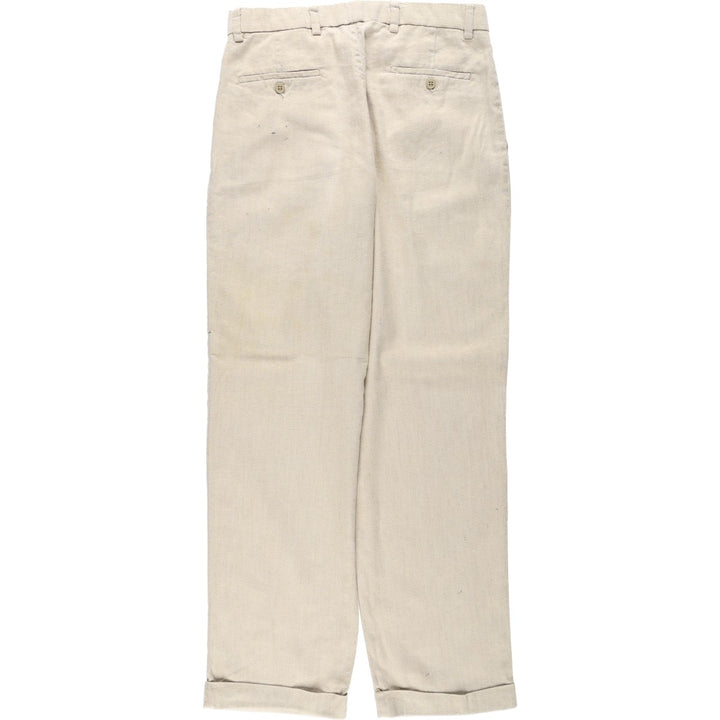 1990'S Dockers Record Two-Pleat Linen x Cotton Trousers, Men's W32 (approx.), Vintage linen Beige type Vintage Second Hand