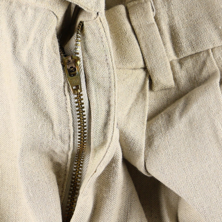 1990'S Dockers Record Two-Pleat Linen x Cotton Trousers, Men's W32 (approx.), Vintage linen Beige type Vintage Second Hand