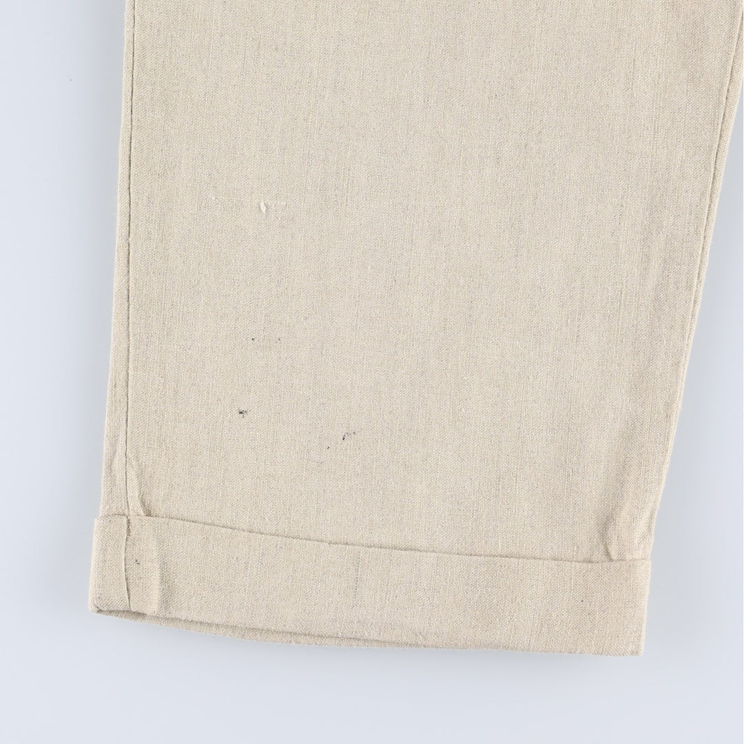 1990'S Dockers Record Two-Pleat Linen x Cotton Trousers, Men's W32 (approx.), Vintage linen Beige type Vintage Second Hand