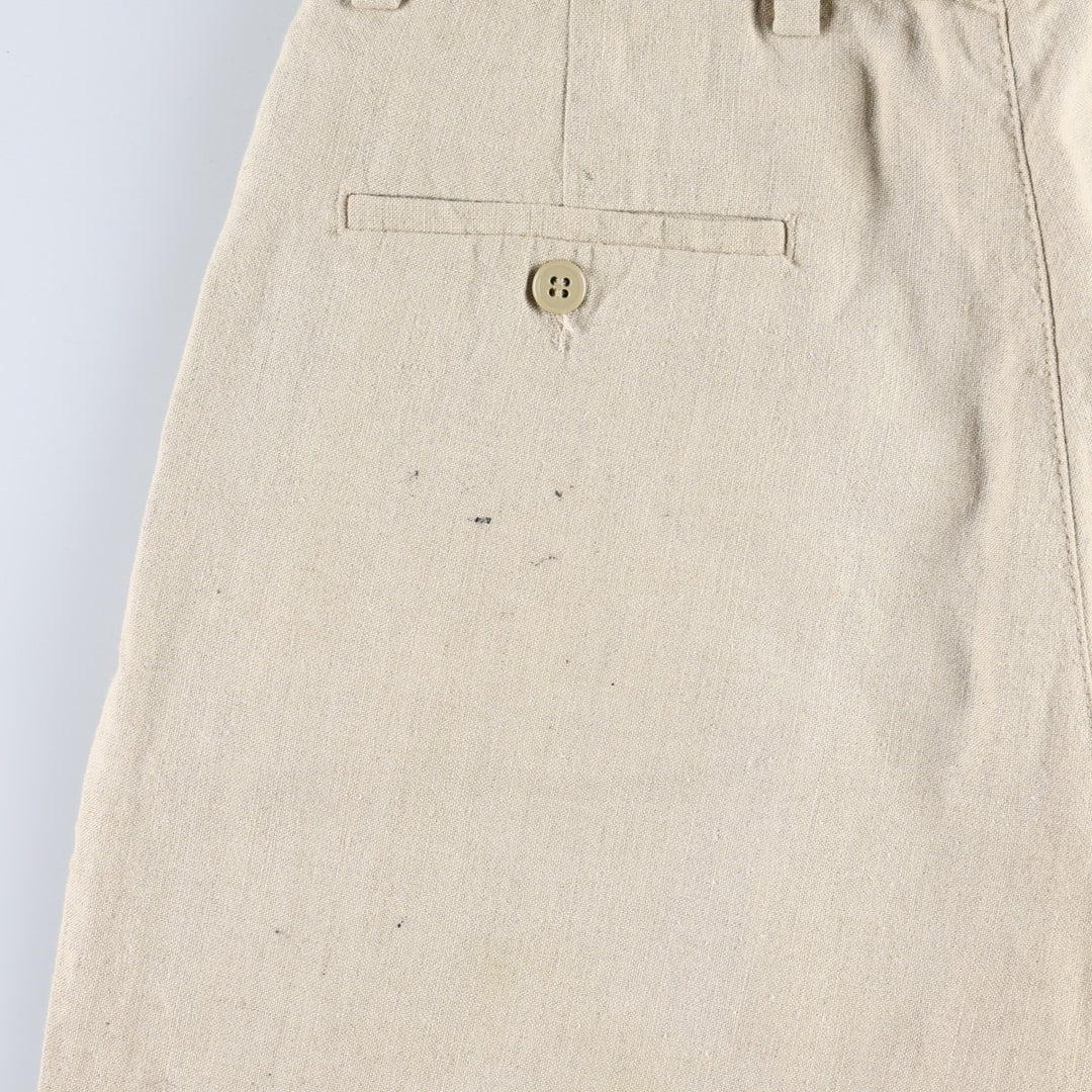 1990'S Dockers Record Two-Pleat Linen x Cotton Trousers, Men's W32 (approx.), Vintage linen Beige type Vintage Second Hand