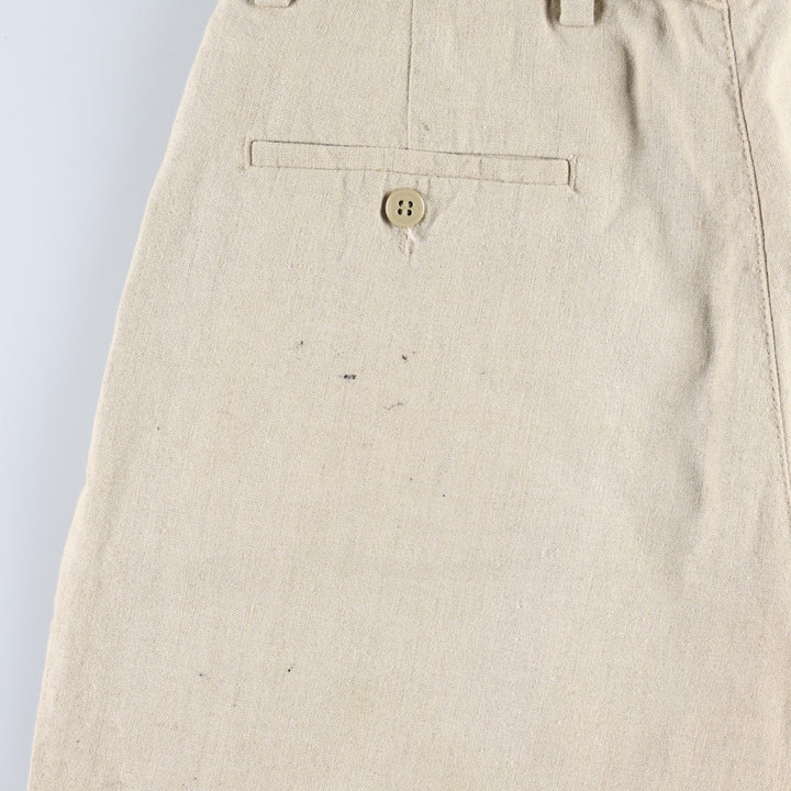 1990'S Dockers Record Two-Pleat Linen x Cotton Trousers, Men's W32 (approx.), Vintage linen Beige type Vintage Second Hand