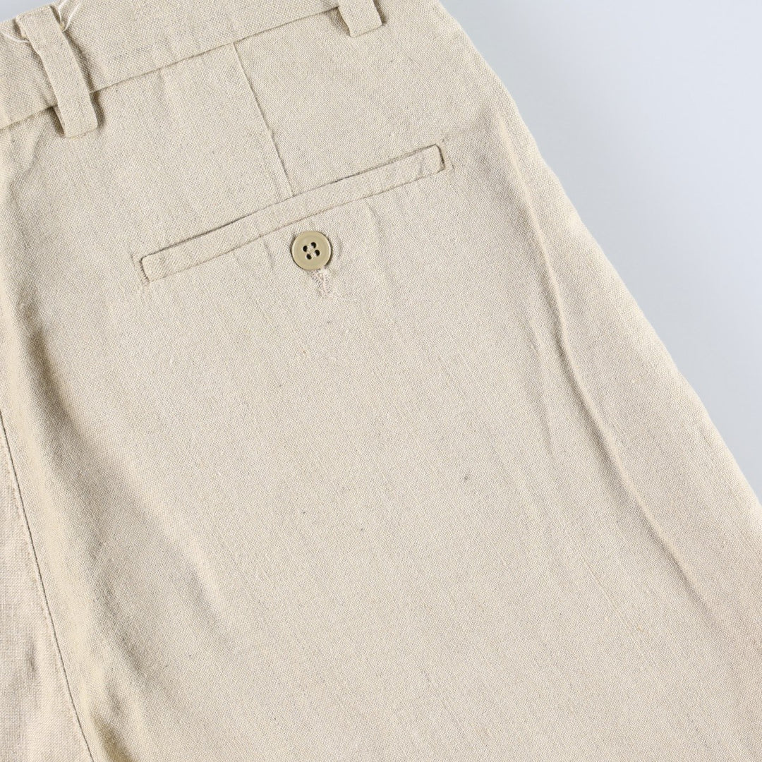 1990'S Dockers Record Two-Pleat Linen x Cotton Trousers, Men's W32 (approx.), Vintage linen Beige type Vintage Second Hand