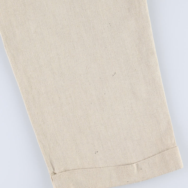 1990'S Dockers Record Two-Pleat Linen x Cotton Trousers, Men's W32 (approx.), Vintage linen Beige type Vintage Second Hand