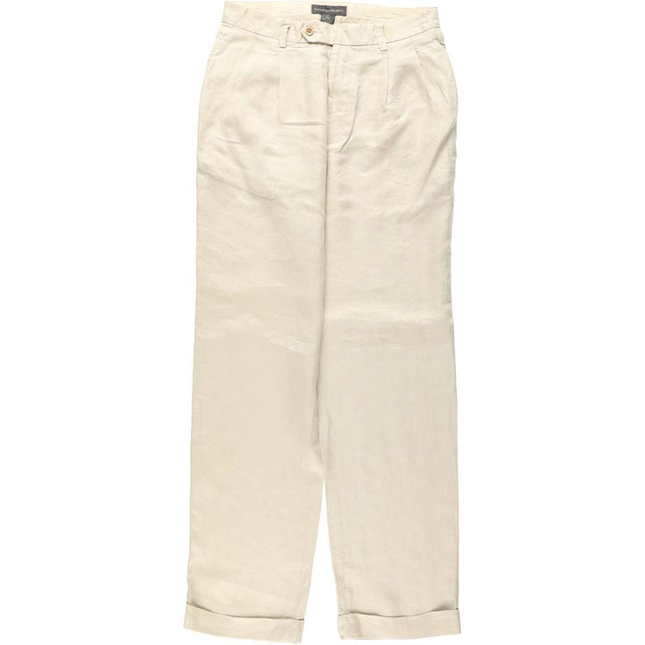 2000'S Banana Republic Two-Pleat Linen Pants/Slacks, Men's Size W32 (approx.) linen Beige type Vintage Second Hand