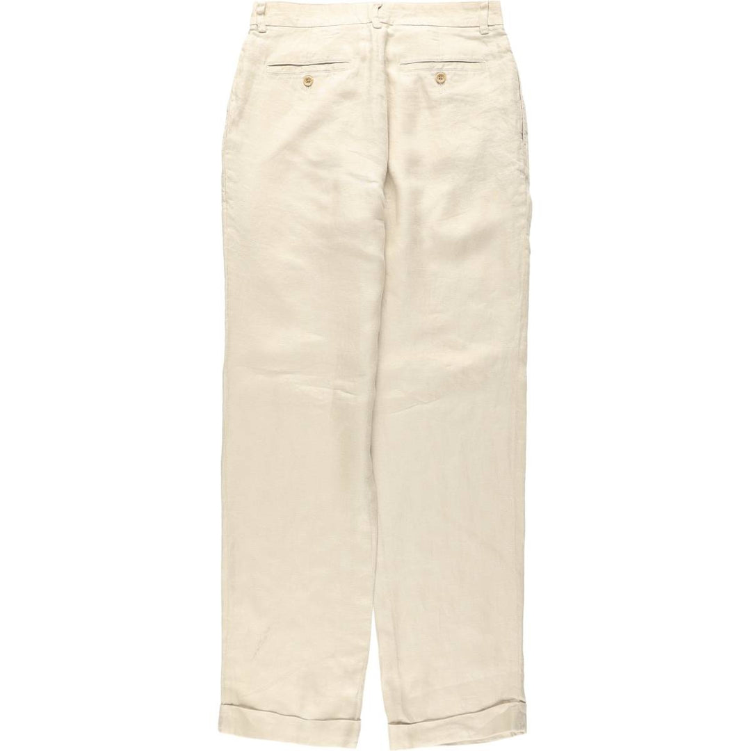 2000'S Banana Republic Two-Pleat Linen Pants/Slacks, Men's Size W32 (approx.) linen Beige type Vintage Second Hand