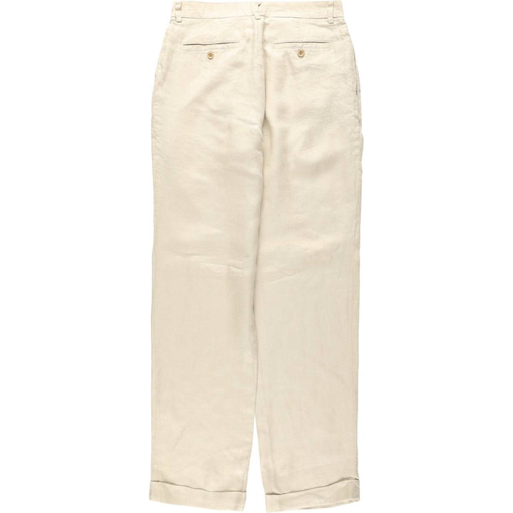 2000'S Banana Republic Two-Pleat Linen Pants/Slacks, Men's Size W32 (approx.) linen Beige type Vintage Second Hand