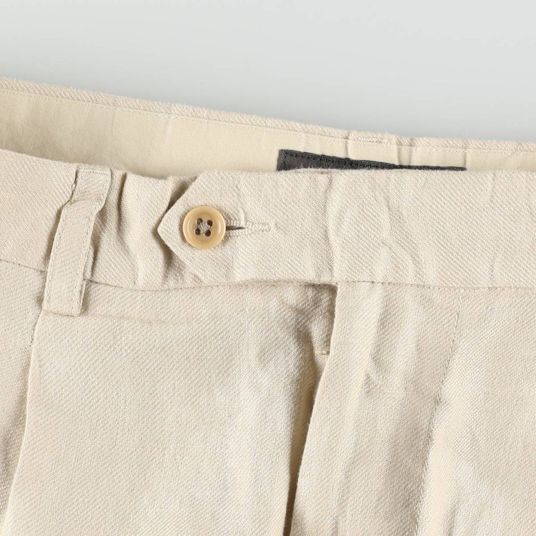 2000'S Banana Republic Two-Pleat Linen Pants/Slacks, Men's Size W32 (approx.) linen Beige type Vintage Second Hand