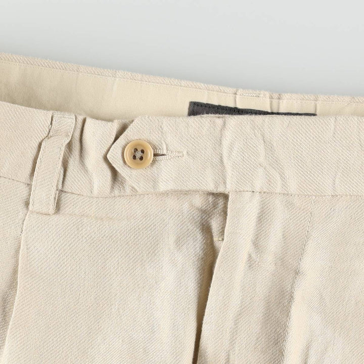 2000'S Banana Republic Two-Pleat Linen Pants/Slacks, Men's Size W32 (approx.) linen Beige type Vintage Second Hand