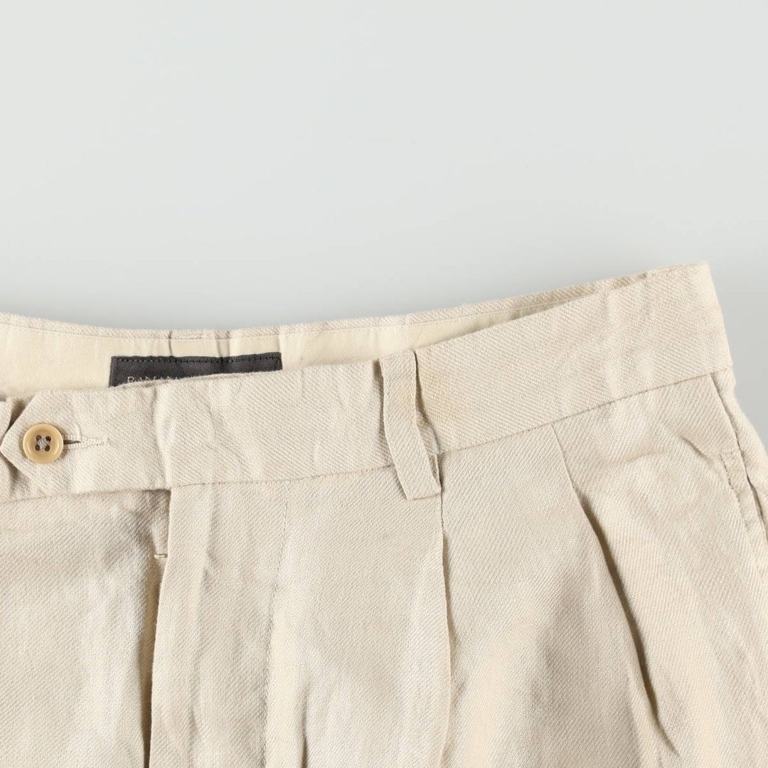 2000'S Banana Republic Two-Pleat Linen Pants/Slacks, Men's Size W32 (approx.) linen Beige type Vintage Second Hand