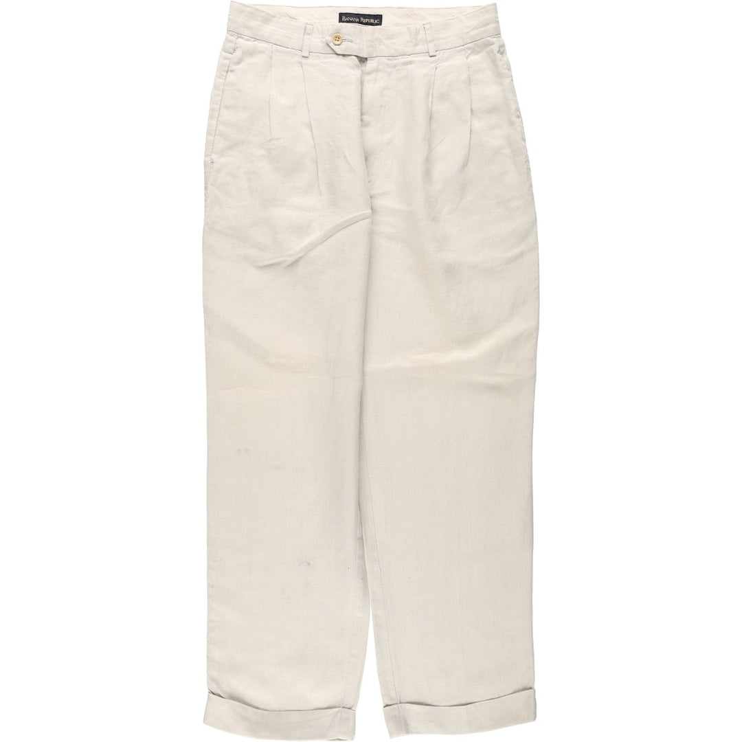 Banana Republic two-pleat linen trousers, men's size W31 (approx.) linen Beige type Vintage Second Hand