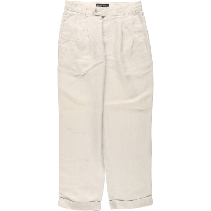Banana Republic two-pleat linen trousers, men's size W31 (approx.) linen Beige type Vintage Second Hand