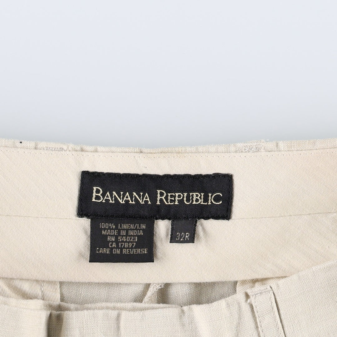 Banana Republic two-pleat linen trousers, men's size W31 (approx.) linen Beige type Vintage Second Hand