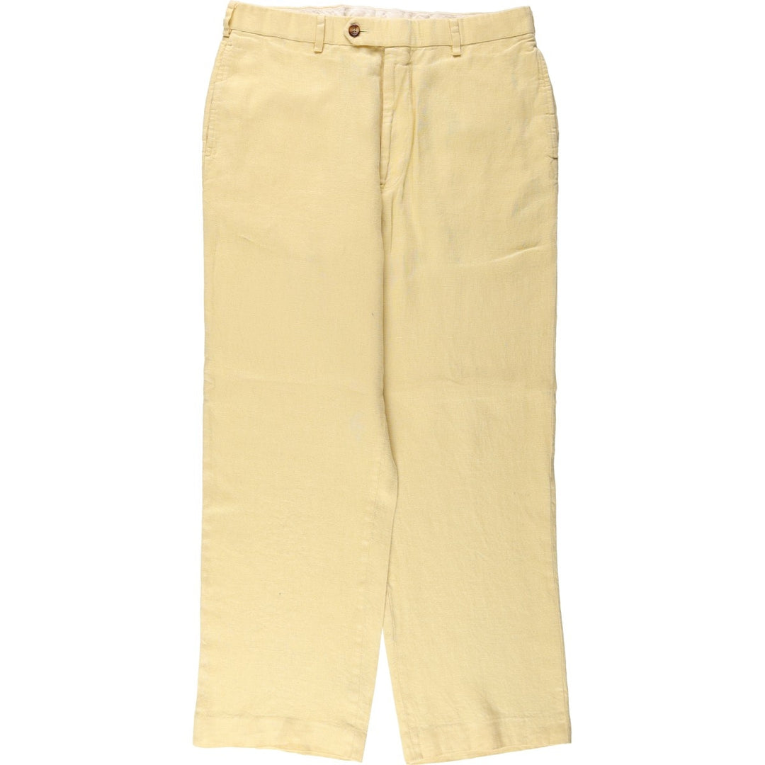 Brooks Brothers 1818 Linen Pants/Slacks, Men's Size W32 (approx.) linen yellow type Vintage Second Hand