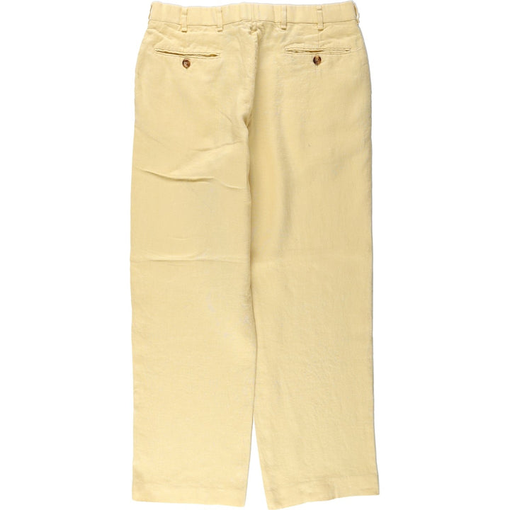 Brooks Brothers 1818 Linen Pants/Slacks, Men's Size W32 (approx.) linen yellow type Vintage Second Hand