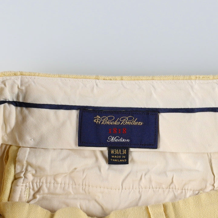 Brooks Brothers 1818 Linen Pants/Slacks, Men's Size W32 (approx.) linen yellow type Vintage Second Hand