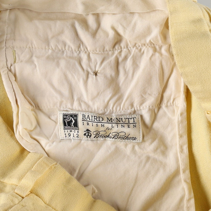Brooks Brothers 1818 Linen Pants/Slacks, Men's Size W32 (approx.) linen yellow type Vintage Second Hand