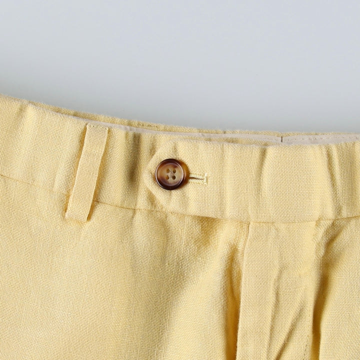 Brooks Brothers 1818 Linen Pants/Slacks, Men's Size W32 (approx.) linen yellow type Vintage Second Hand