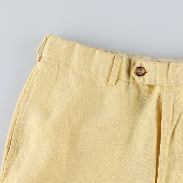 Brooks Brothers 1818 Linen Pants/Slacks, Men's Size W32 (approx.) linen yellow type Vintage Second Hand