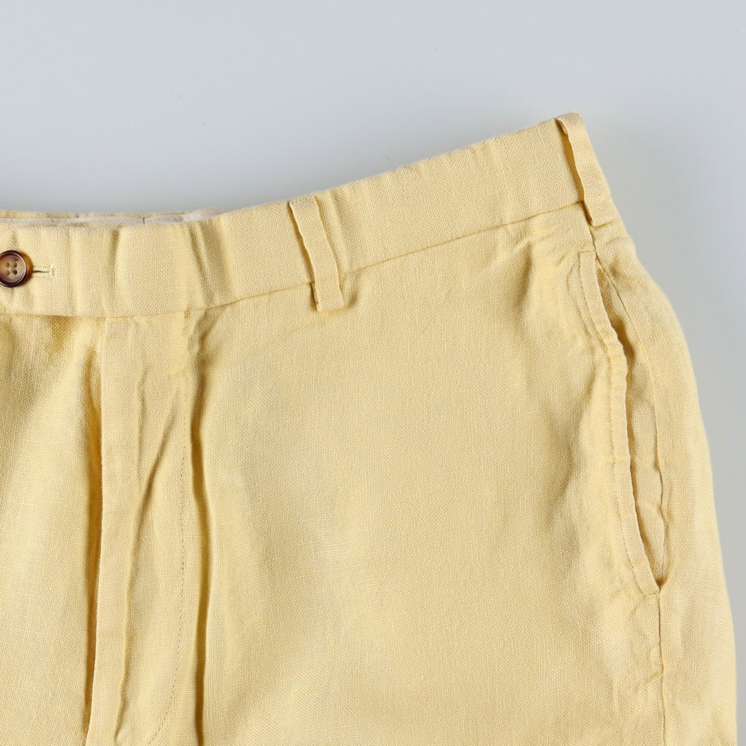 Brooks Brothers 1818 Linen Pants/Slacks, Men's Size W32 (approx.) linen yellow type Vintage Second Hand