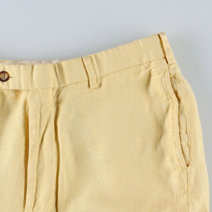 Brooks Brothers 1818 Linen Pants/Slacks, Men's Size W32 (approx.) linen yellow type Vintage Second Hand