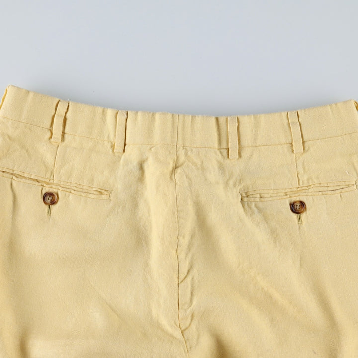 Brooks Brothers 1818 Linen Pants/Slacks, Men's Size W32 (approx.) linen yellow type Vintage Second Hand
