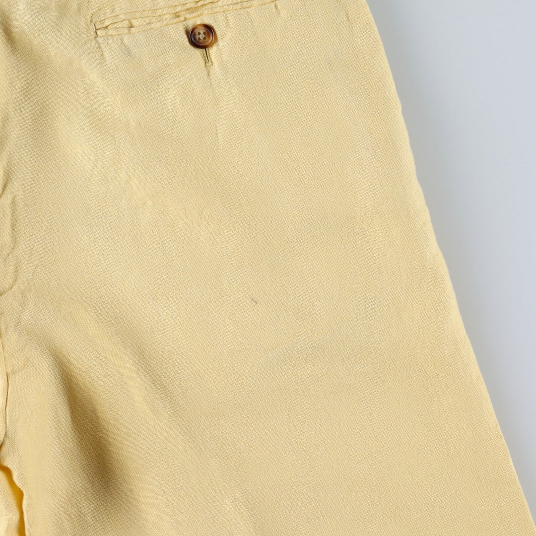 Brooks Brothers 1818 Linen Pants/Slacks, Men's Size W32 (approx.) linen yellow type Vintage Second Hand