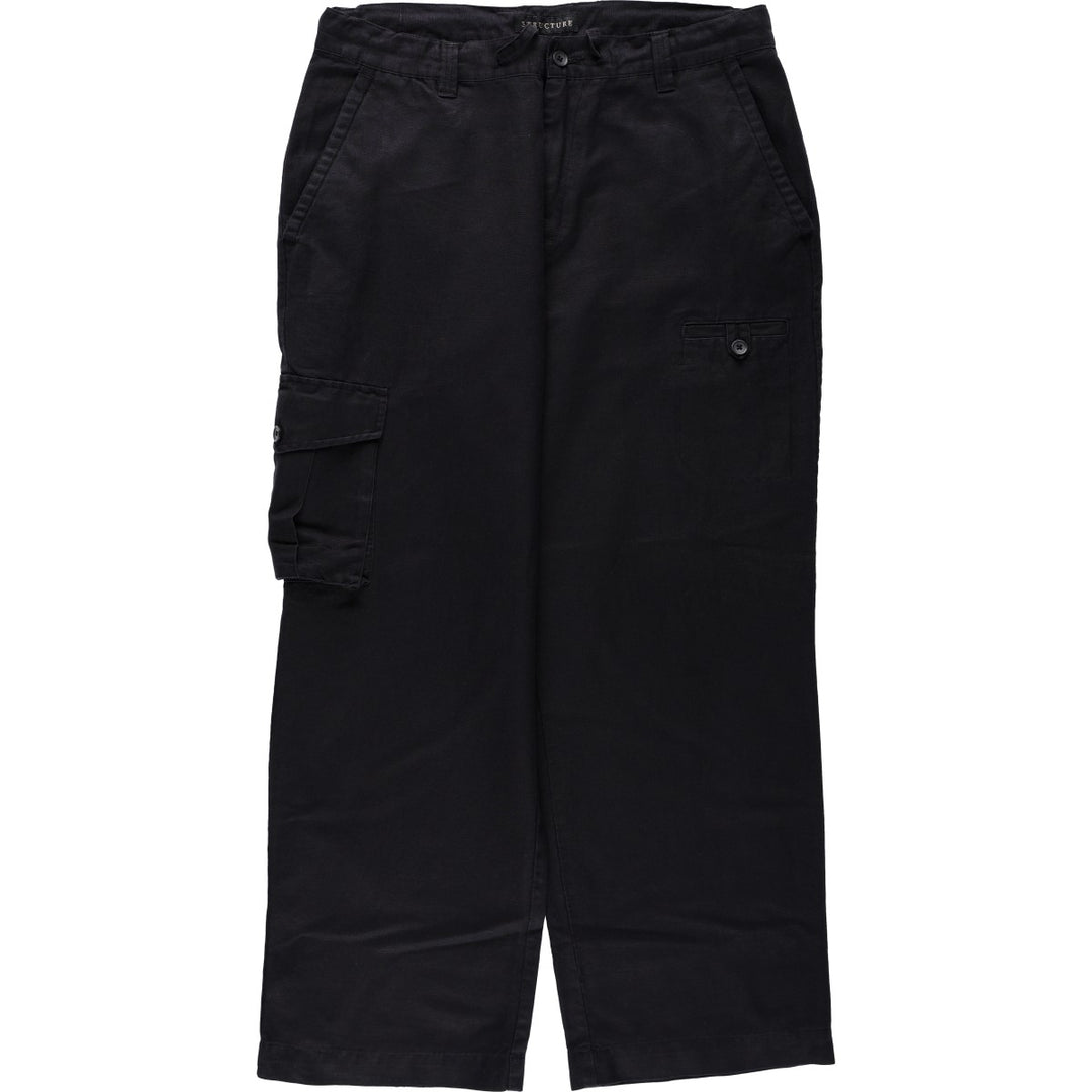 STRUCTURE Cargo Pants, Men's Size L (equivalent) linen black type Vintage Second Hand