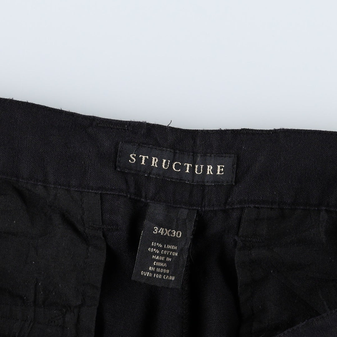 STRUCTURE Cargo Pants, Men's Size L (equivalent) linen black type Vintage Second Hand