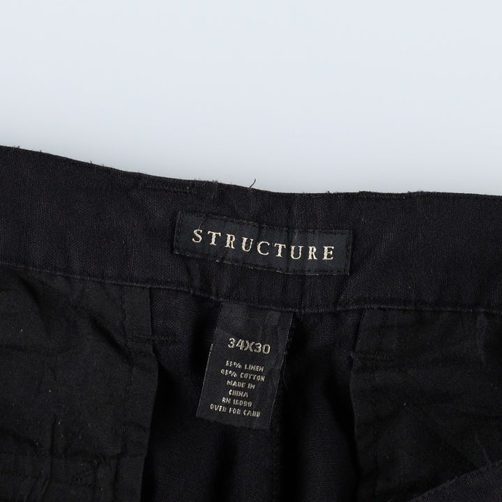 STRUCTURE Cargo Pants, Men's Size L (equivalent) linen black type Vintage Second Hand