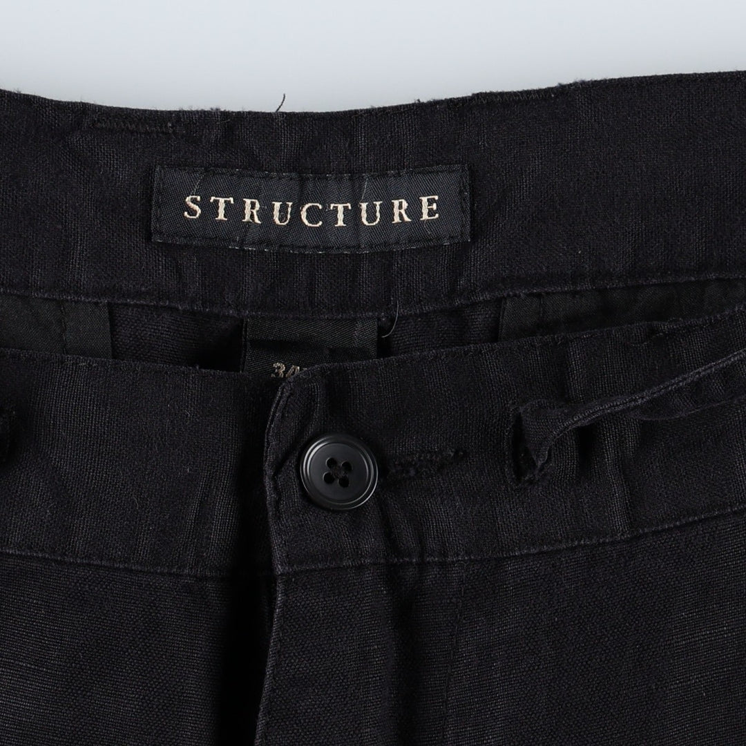STRUCTURE Cargo Pants, Men's Size L (equivalent) linen black type Vintage Second Hand