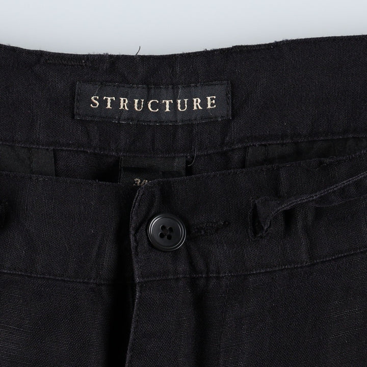 STRUCTURE Cargo Pants, Men's Size L (equivalent) linen black type Vintage Second Hand