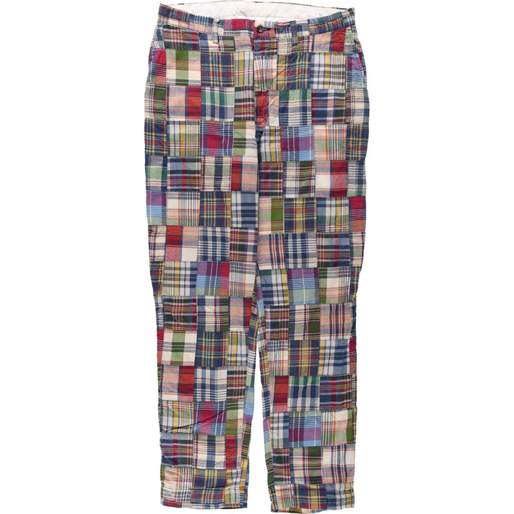 Ralph Lauren POLO by Ralph Lauren patchwork check pattern cotton slacks pants, men's size W34 (approx.) cotton multicolor Vintage Second Hand