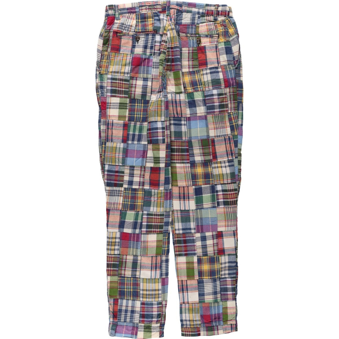 Ralph Lauren POLO by Ralph Lauren patchwork check pattern cotton slacks pants, men's size W34 (approx.) cotton multicolor Vintage Second Hand