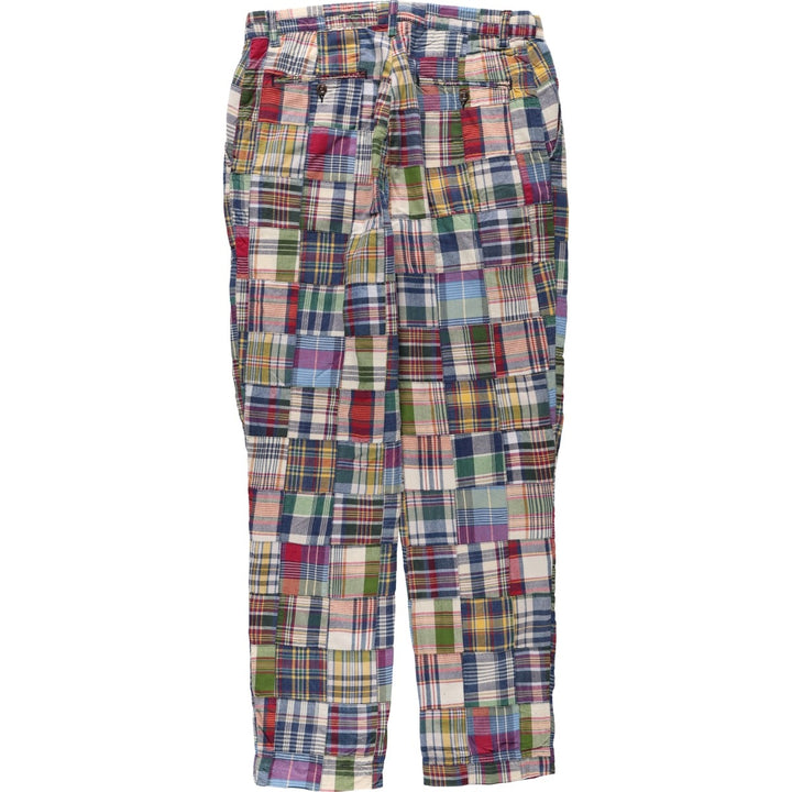 Ralph Lauren POLO by Ralph Lauren patchwork check pattern cotton slacks pants, men's size W34 (approx.) cotton multicolor Vintage Second Hand