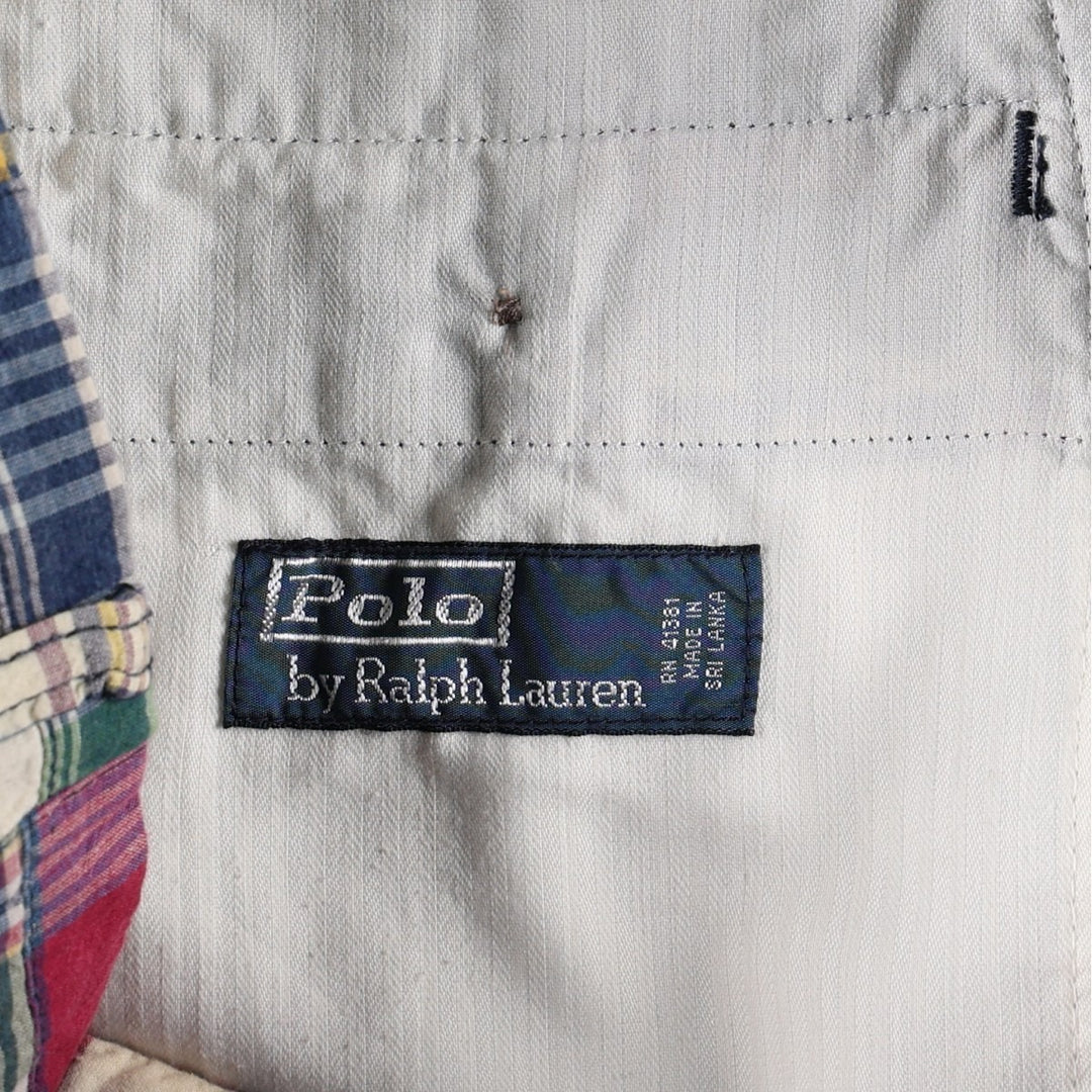 Ralph Lauren POLO by Ralph Lauren patchwork check pattern cotton slacks pants, men's size W34 (approx.) cotton multicolor Vintage Second Hand