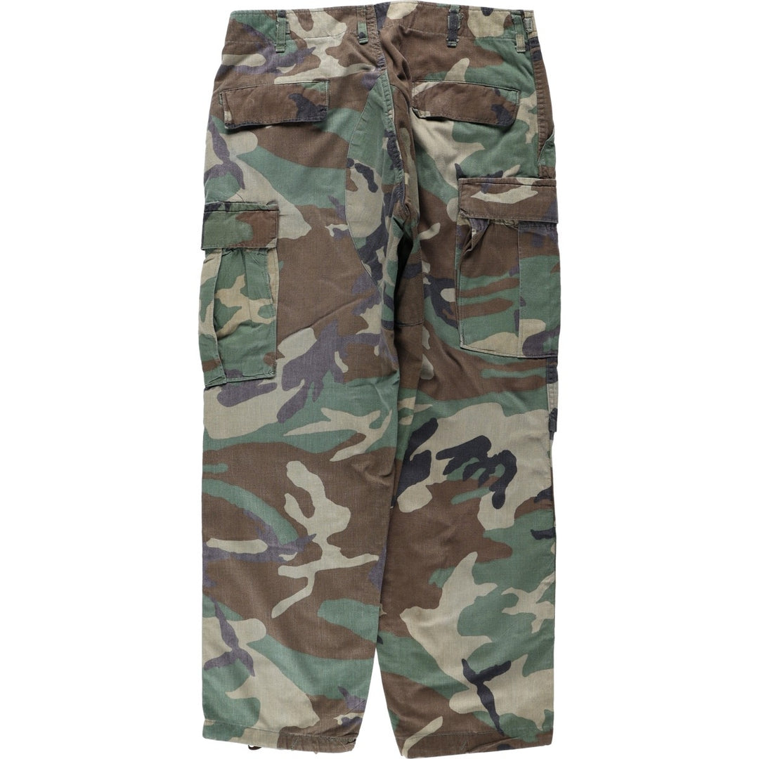 US military camouflage pattern woodland camo military cargo pants combat pants MEDIUM-SHORT Men's W33 equivalent cotton Khaki type Vintage Second Hand