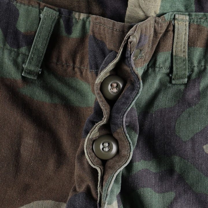 US military camouflage pattern woodland camo military cargo pants combat pants MEDIUM-SHORT Men's W33 equivalent cotton Khaki type Vintage Second Hand