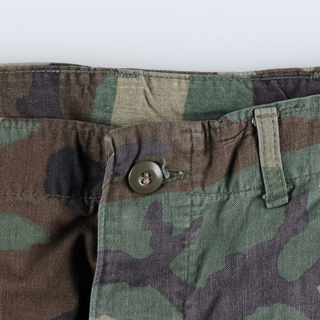 US military camouflage pattern woodland camo military cargo pants combat pants MEDIUM-SHORT Men's W33 equivalent cotton Khaki type Vintage Second Hand