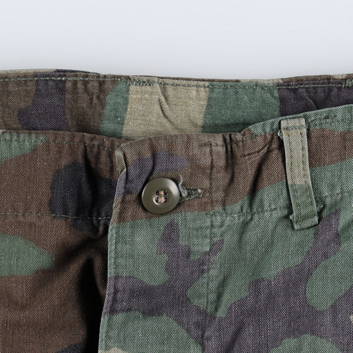US military camouflage pattern woodland camo military cargo pants combat pants MEDIUM-SHORT Men's W33 equivalent cotton Khaki type Vintage Second Hand