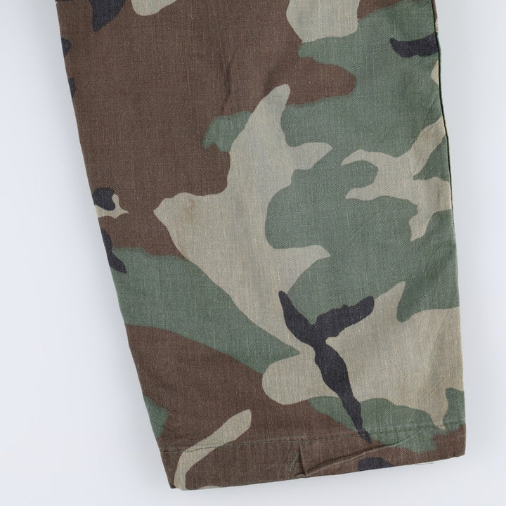 US military camouflage pattern woodland camo military cargo pants combat pants MEDIUM-SHORT Men's W33 equivalent cotton Khaki type Vintage Second Hand